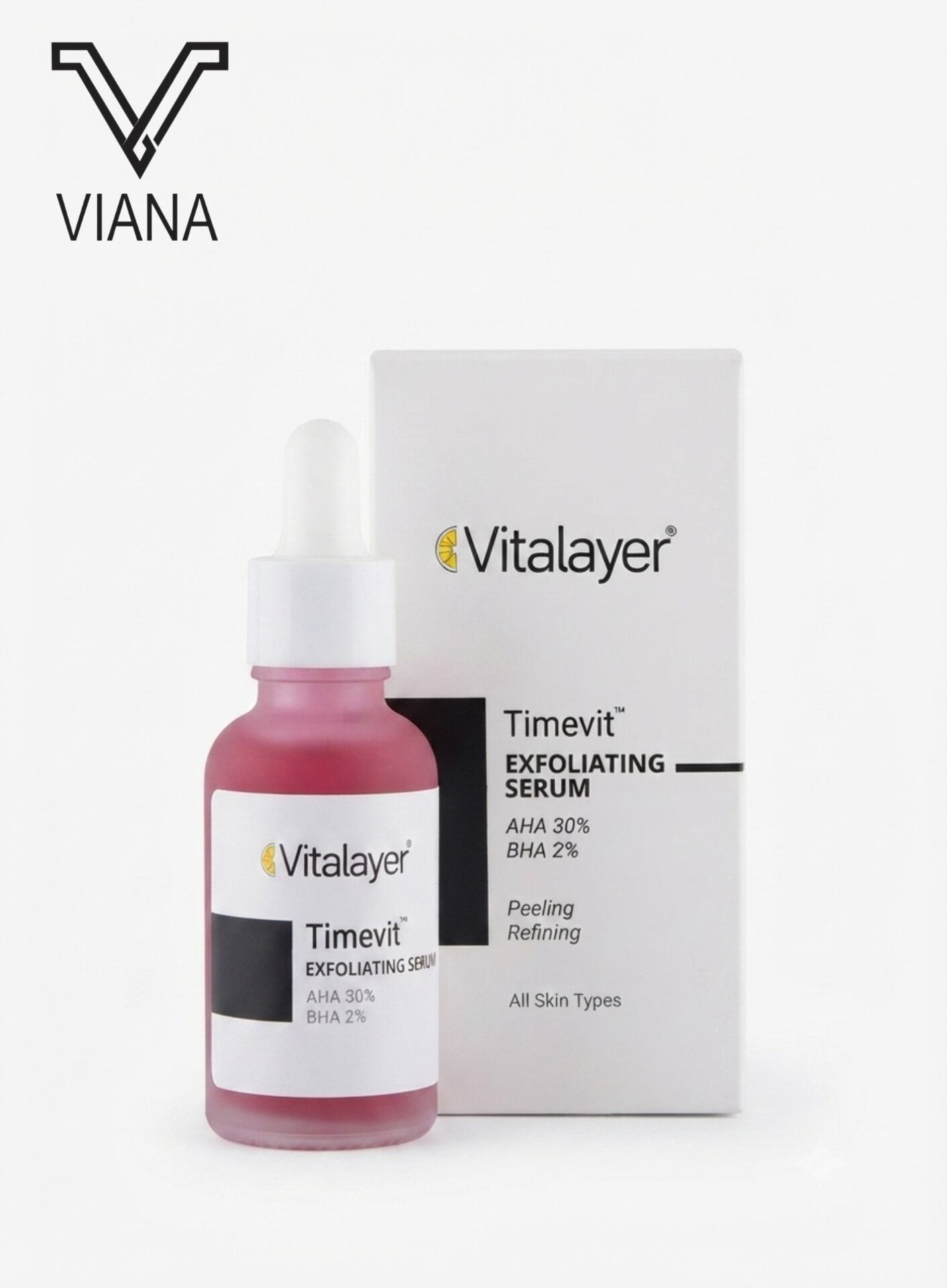 سرم لایه بردار قوی  ویتالیر مدل Timevit (حاوی AHA 30% و BHA 2%)