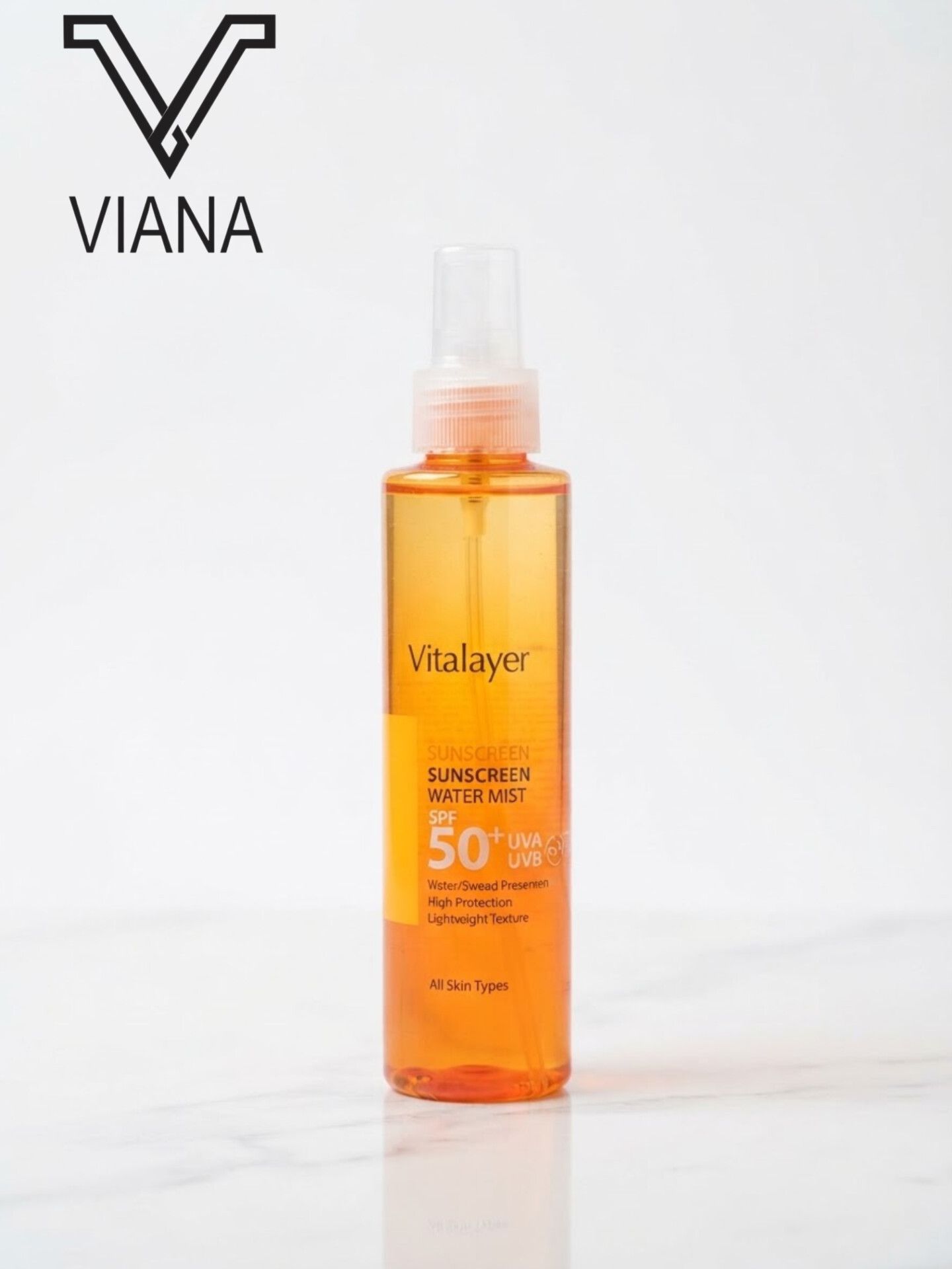 اسپری ضد آفتاب دو فاز ویتالیر SPF50 حاوی ویتامین C حجم ۱۵۰ میلی لیتر